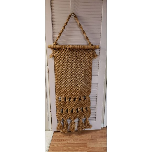 Vintage 1970s Wall Art‎ Decor Macrame Handcrafted Weaved Hemp Jute Large Boho - Picture 2 of 12